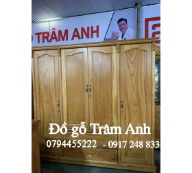 Tủ Quần Áo Gõ Đỏ 4 cánh 2m